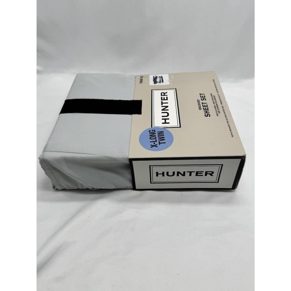 Hunter Brushed Sheet Set Twin XL X Long Twin Gray Solid Modern Dorm Bedding - Picture 2 of 6